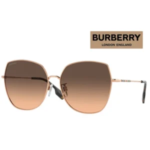 BURBERRY時尚金屬太陽眼鏡 玫瑰金框抗UV漸層鏡片